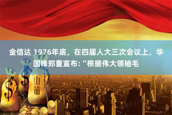 金信达 1976年底，在四届人大三次会议上，华国锋郑重宣布:“根据伟大领袖毛