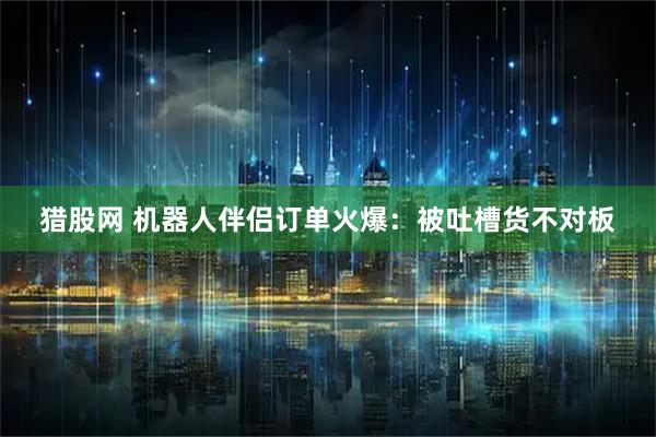 猎股网 机器人伴侣订单火爆:被吐槽货不对板
