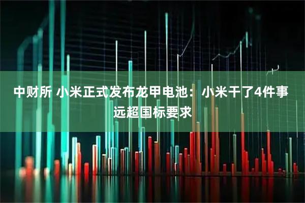 中财所 小米正式发布龙甲电池：小米干了4件事 远超国标要求